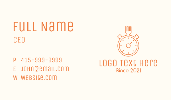 Fork Stopwatch Line Art  Business Card Design Image Preview