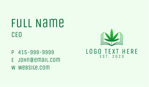 Cannabis Leaf Bookstore  Business Card Design Image Preview