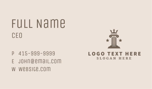 Brown Crown Pillar Business Card Design Image Preview