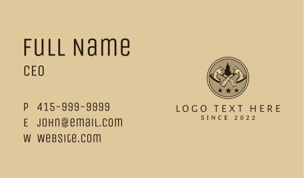 Forest Axe Lumberjack Business Card Design Image Preview