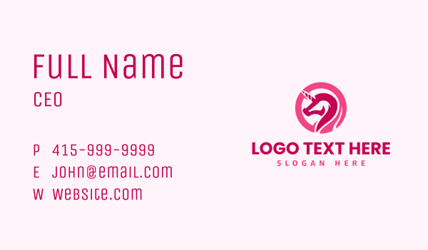 Pink Mythical Unicorn Business Card Design Image Preview