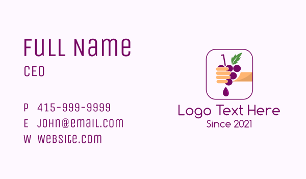 Hand Squeezed Grape Business Card Design Image Preview