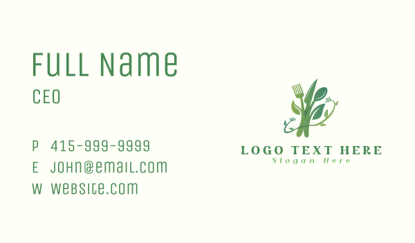 Organic Food Cutlery Business Card Design Image Preview