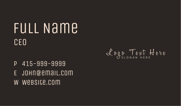 Elegant Signature Wordmark Business Card Design Image Preview