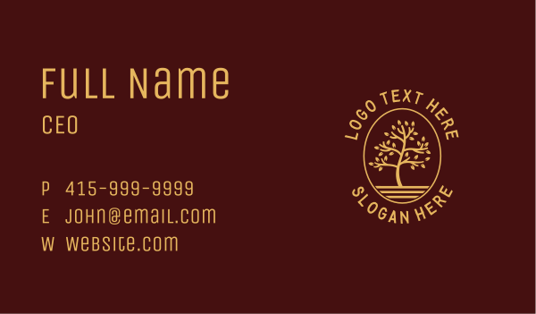 Gold Tree Eco Friendly Business Card Design Image Preview