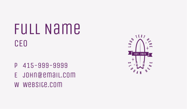 Beach Tropical Surfboard  Business Card Design Image Preview