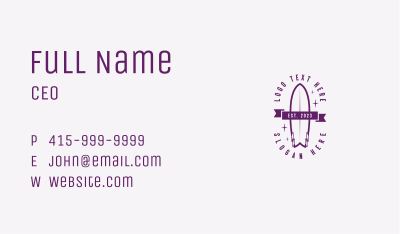 Beach Tropical Surfboard  Business Card Image Preview