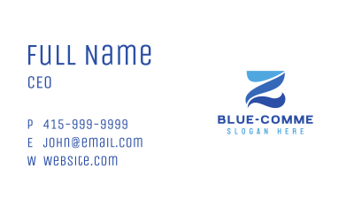 Blue Curvy Z Business Card Image Preview