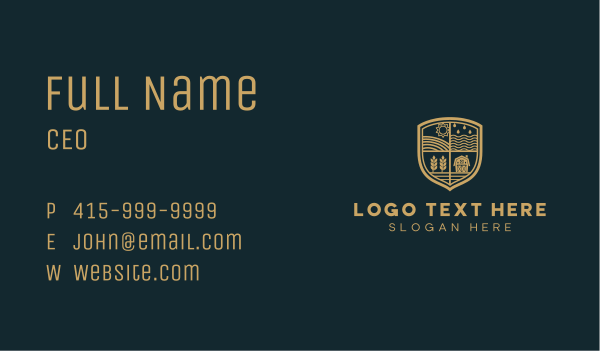 Farm Agriculture Shield Business Card Design Image Preview