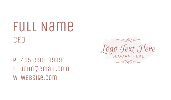 Elegant Feminine Script Wordmark Business Card Design Image Preview