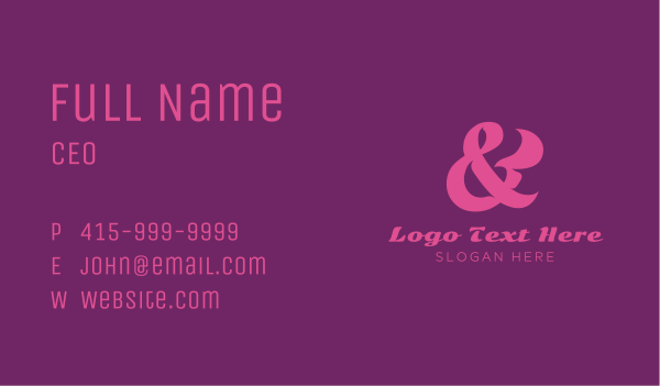 Pink Stylish Ampersand Business Card Design Image Preview