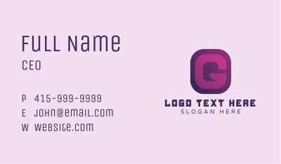 Purple Quote Letter G Business Card