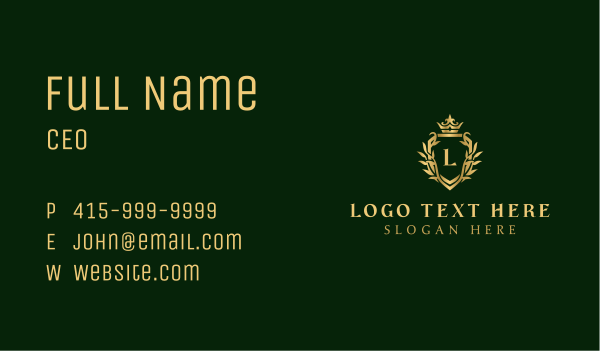 Luxury Royal Wreath Shield Business Card Design Image Preview