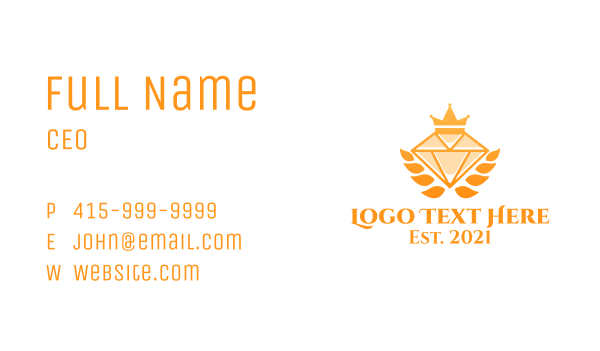 Expensive Golden Diamond Crown  Business Card Design Image Preview