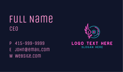 Neon Music DJ Wings Business Card Image Preview