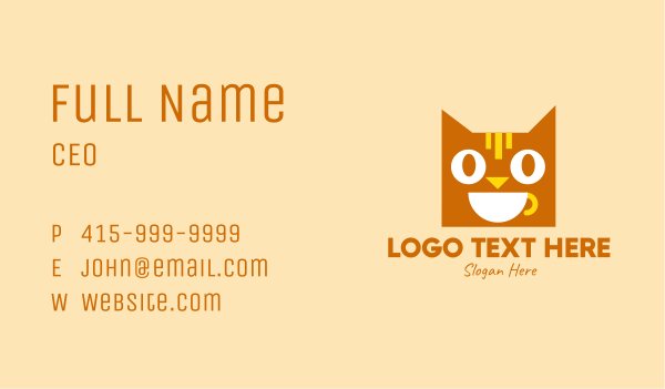 Happy Coffee Cat Business Card Design Image Preview