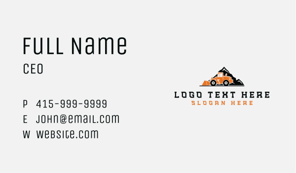 Front Loader Mountain Construction  Business Card Design Image Preview