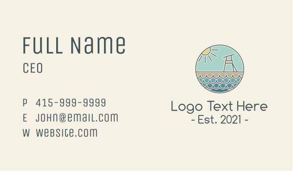 Beach Lifeguard Tower  Business Card Design Image Preview