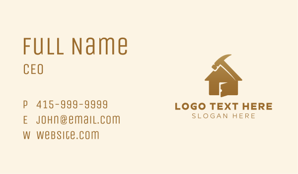 Carpenter Hammer House Business Card Design Image Preview