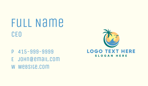 Ocean Wave Vacation Travel Business Card Design Image Preview