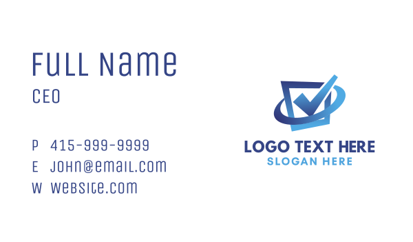 Gradient Blue Checkbox Business Card Design Image Preview