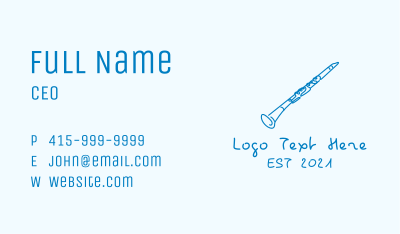 Clarinet Musical Instrument Business Card