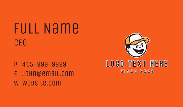 Baseball Cap Kid Character Business Card Design Image Preview