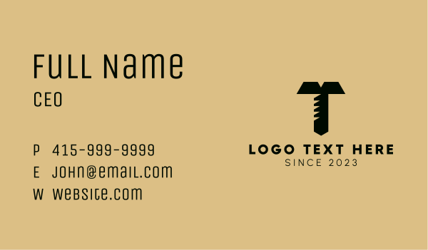 Screw Letter T Business Card Design Image Preview
