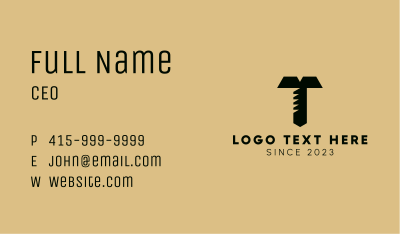Screw Letter T Business Card Image Preview