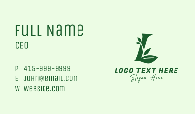 Herbal Leaf Letter L Business Card