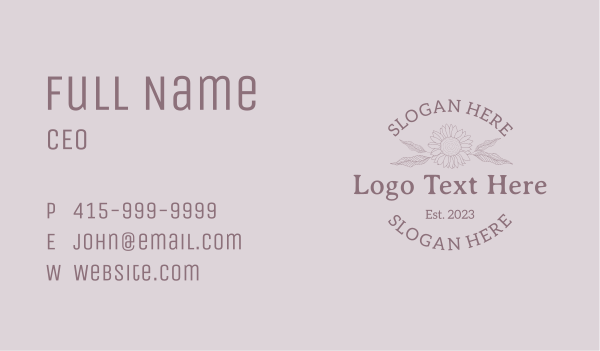 Sunflower Leaves Wordmark Business Card Design Image Preview