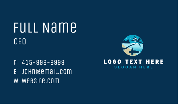 Beach Vacation Surfing Business Card Design Image Preview