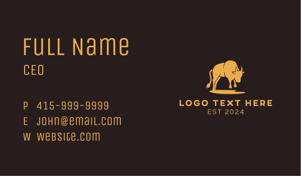 Yellow Aggressive Bull  Business Card Design Image Preview