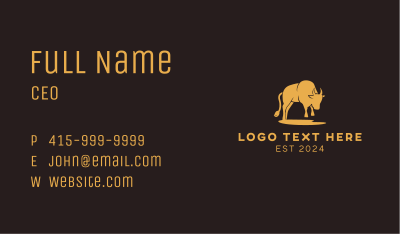 Yellow Aggressive Bull  Business Card Image Preview