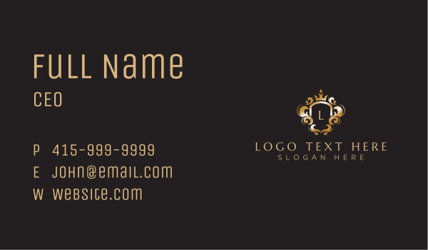 Elegant Royalty Crown Shield Business Card Design Image Preview