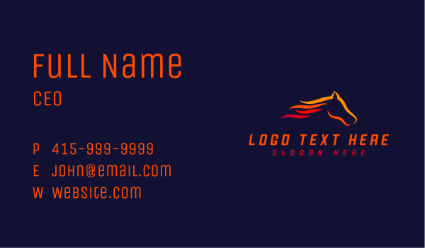 Race Fire Horse Business Card Design Image Preview