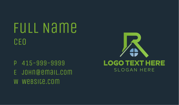 Green Roof Letter R Business Card Design Image Preview
