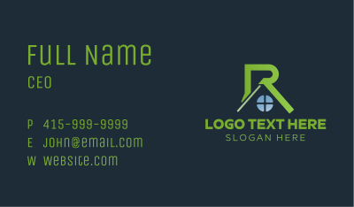 Green Roof Letter R Business Card Image Preview