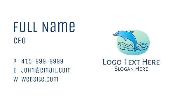 Jumping Blue Dolphin Business Card Design Image Preview