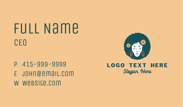 Flower Afro Woman Business Card Design Image Preview