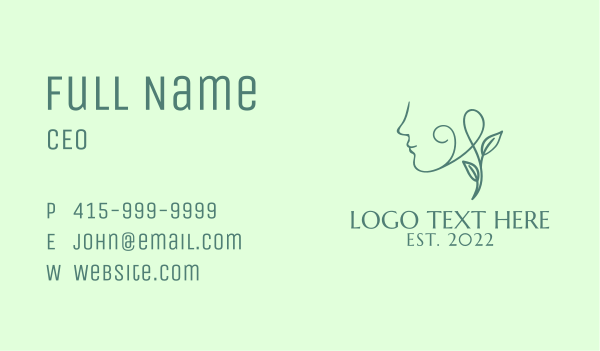 Beautiful Green Face  Business Card Design Image Preview