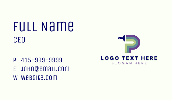 Paintbrush Paint Letter P Business Card Design Image Preview