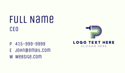 Paintbrush Paint Letter P Business Card Image Preview