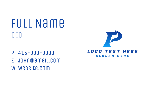 Blue Startup Letter P Business Card Design Image Preview