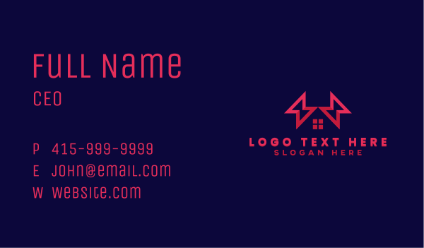 Lightning Bolt Home Business Card Design Image Preview