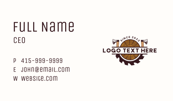 Wood Axe Carpentry Business Card Design Image Preview