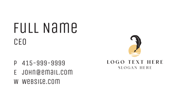 Luxury Feather Pen Business Card Design Image Preview