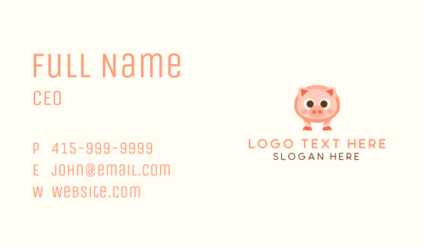 Cute Farm Pig Business Card Design Image Preview