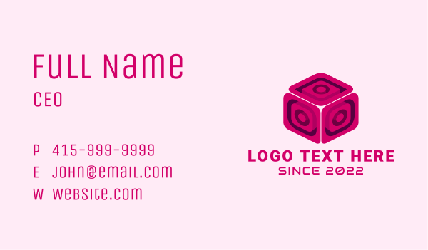Pink Video Game Cube Business Card Design Image Preview