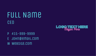 Neon Light Signage Wordmark Business Card Image Preview